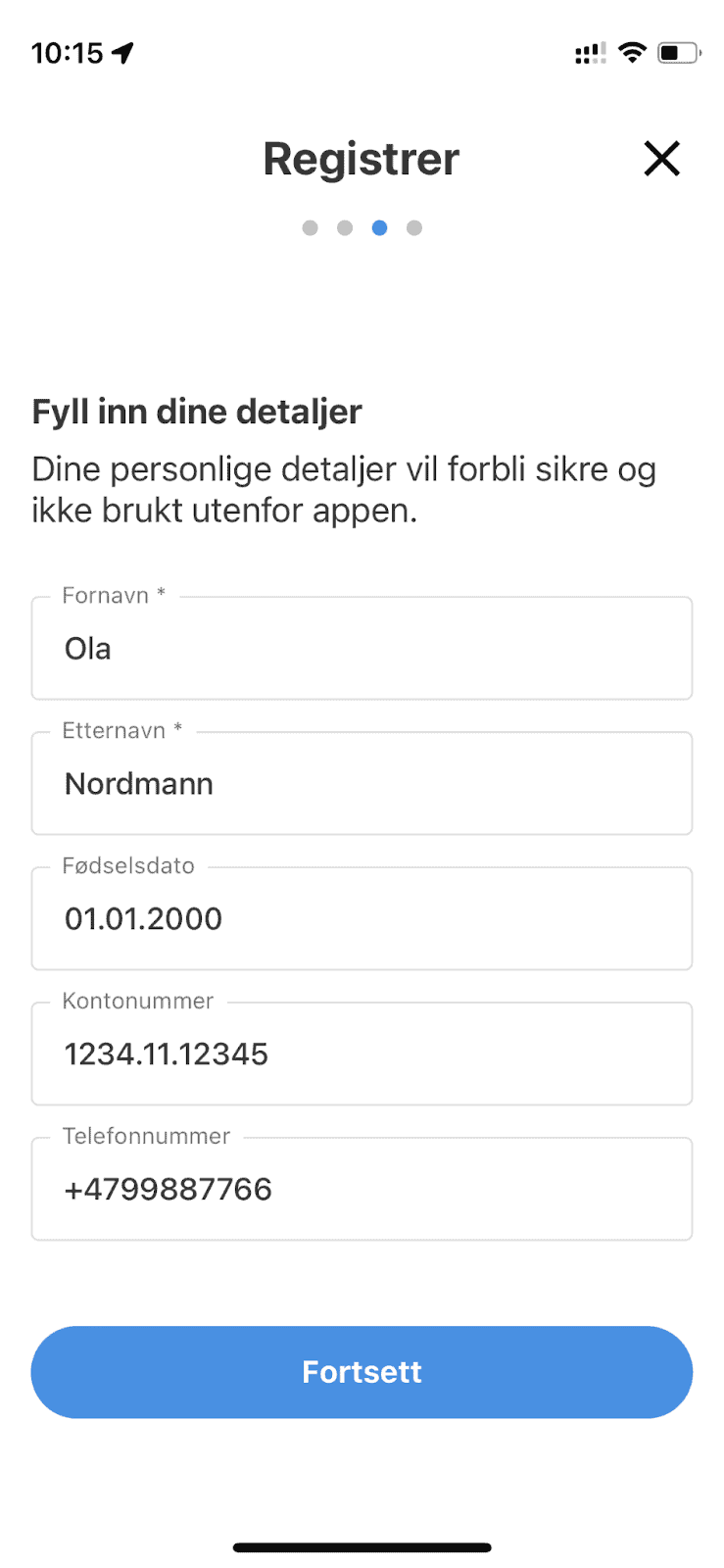 Registrer deg skjerm 2